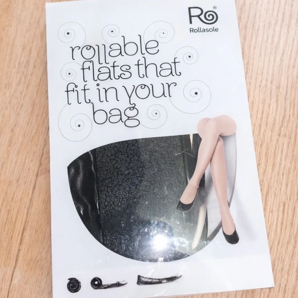 NWT Rollasole Rollable Flats | Size 6.5 | Black & Cream | Perfect Event Shoes - Picture 3 of 4